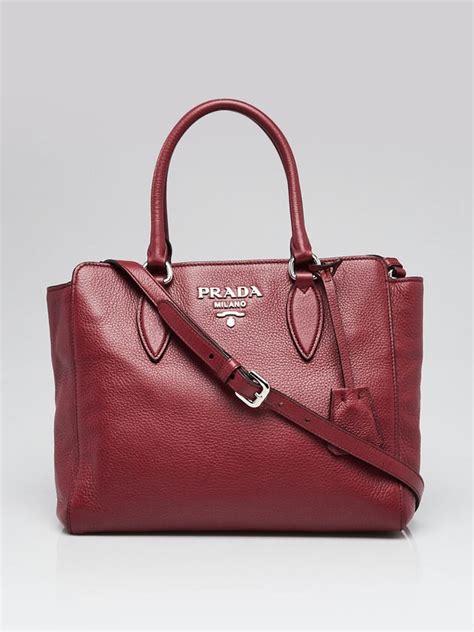 Cerise Vitello Phenix Leather Double Handle Small Tote Bag 